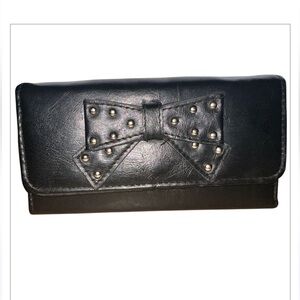 Black Studded Bow Wallet